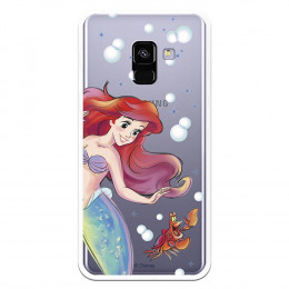 Carcasa Oficial Disney Sirenita y Sebastián Transparente para Samsung Galaxy A8 2018 - La Sirenita- La Casa de las Carcasas
