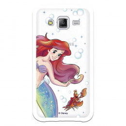 Carcasa Oficial Disney Sirenita y Sebastián Transparente para Samsung Galaxy J5 - La Sirenita- La Casa de las Carcasas