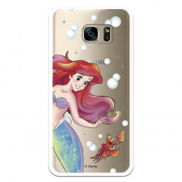 Carcasa Oficial Disney Sirenita y Sebastián Transparente para Samsung Galaxy S7 Edge - La Sirenita- La Casa de las Carcasas