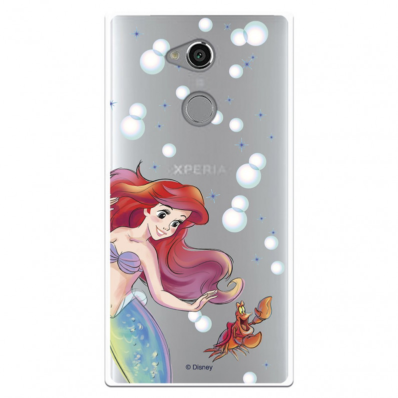Carcasa Oficial Disney Sirenita y Sebastián Transparente para Sony Xperia XA2 Ultra - La Sirenita- La Casa de las Carcasas