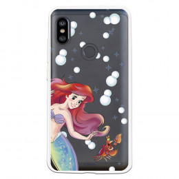 Carcasa Oficial Disney Sirenita y Sebastián Transparente para Xiaomi Redmi Note 6 - La Sirenita- La Casa de las Carcasas