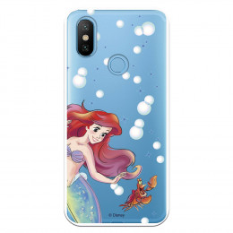 Carcasa Oficial Disney Sirenita y Sebastián Transparente para Xiaomi Mi 6X - La Sirenita- La Casa de las Carcasas