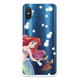 Carcasa Oficial Disney Sirenita y Sebastián Transparente para Xiaomi Mi 8 - La Sirenita- La Casa de las Carcasas