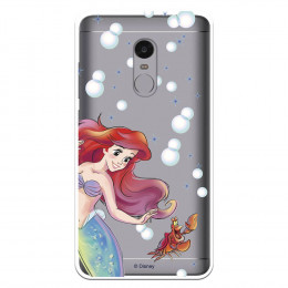 Carcasa Oficial Disney Sirenita y Sebastián Transparente para Xiaomi Redmi Note 4 - La Sirenita- La Casa de las Carcasas