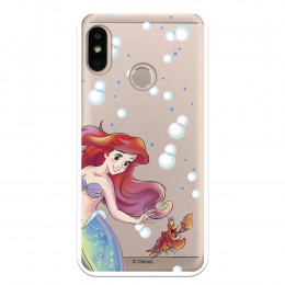 Carcasa Oficial Disney Sirenita y Sebastián Transparente para Xiaomi Mi A2 Lite - La Sirenita- La Casa de las Carcasas