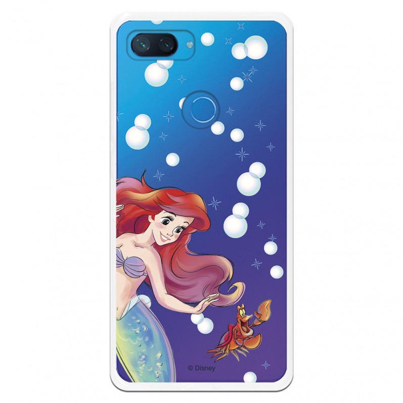 Carcasa Oficial Disney Sirenita y Sebastián Transparente para Xiaomi Mi 8 Lite - La Sirenita- La Casa de las Carcasas