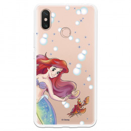 Carcasa Oficial Disney Sirenita y Sebastián Transparente para Xiaomi Mi Max 3 - La Sirenita- La Casa de las Carcasas
