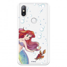 Carcasa Oficial Disney Sirenita y Sebastián Transparente para Xiaomi Mi Mix 2S - La Sirenita- La Casa de las Carcasas
