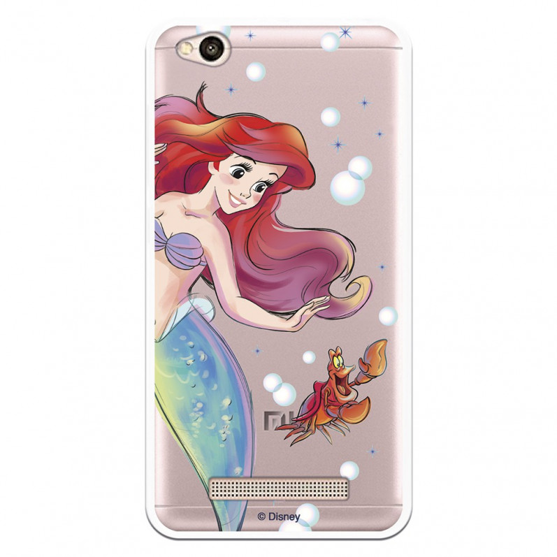 Carcasa Oficial Disney Sirenita y Sebastián Transparente para Xiaomi Redmi 4A - La Sirenita- La Casa de las Carcasas