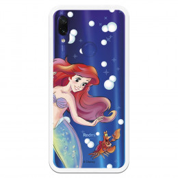 Carcasa Oficial Disney Sirenita y Sebastián Transparente para Xiaomi Redmi Note 7 Pro - La Sirenita- La Casa de las Carcasas