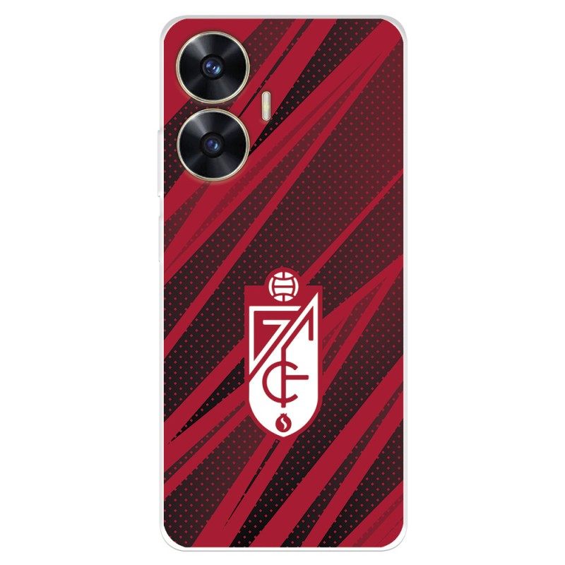 Funda para Realme C55 del Granada CF Escudo - Líneas Rojas y Negras  - Licencia Oficial Granada CF