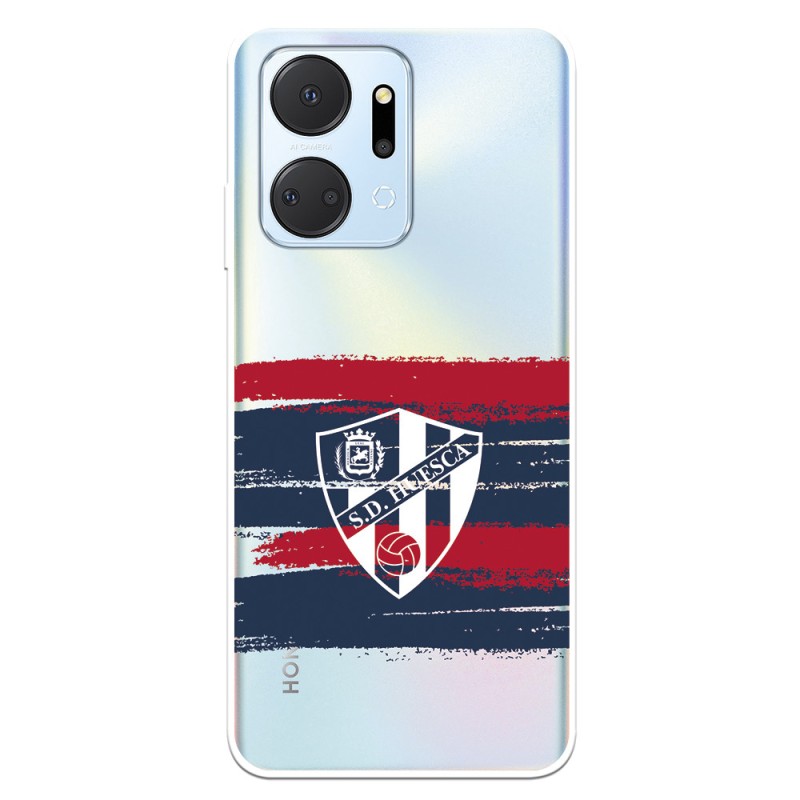 Funda para Honor X7A del SD Huesca Rayas Transparente  - Licencia Oficial SD Huesca