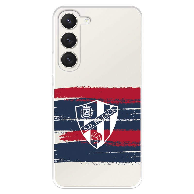 Funda para Samsung Galaxy S23 del SD Huesca Rayas Transparente  - Licencia Oficial SD Huesca