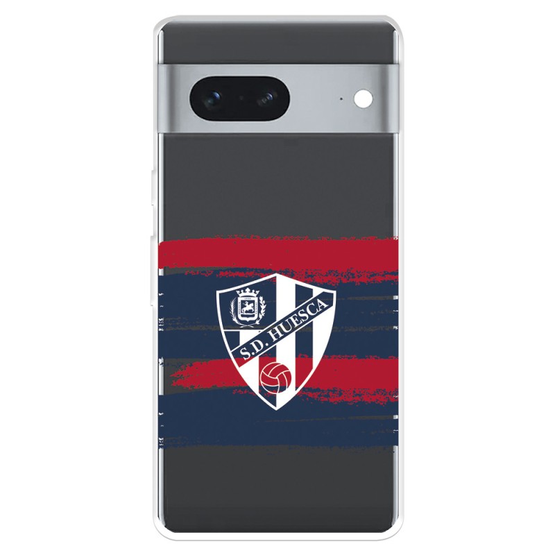 Funda para Google Pixel 7 5G del SD Huesca Rayas Transparente  - Licencia Oficial SD Huesca