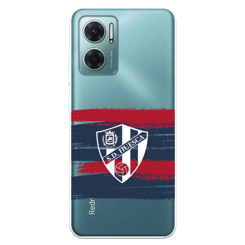 Funda para Xiaomi Redmi 10 5G del SD Huesca Rayas Transparente  - Licencia Oficial SD Huesca