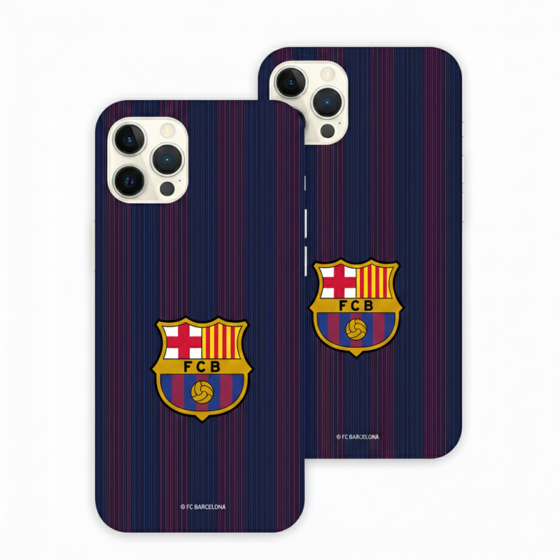Coque Tough Officielle FC Barcelona - Fond Noir Rayé