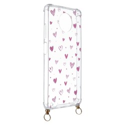 Funda Silicona Colgante Corazones Rosas para Xiaomi Redmi Note 9T