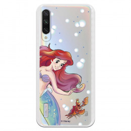 Carcasa Oficial Disney Sirenita y Sebastián Transparente para Xiaomi Mi A3 - La Sirenita- La Casa de las Carcasas