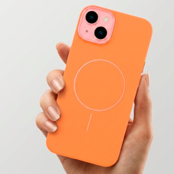 Funda Funda Magbattery Con Cubrecamara Naranja para iPhone 15