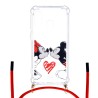 Funda Colgante Transparente para Samsung Galaxy A40 Oficial de Disney Mickey y Minnie Beso - Clásicos Disney