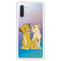Funda para Samsung Galaxy Note 10 Oficial de Disney Simba y Nala Silueta - El Rey León