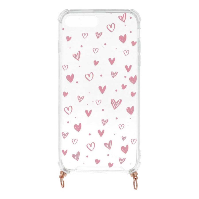 Funda Silicona Colgante Corazones para iPhone 7 Plus