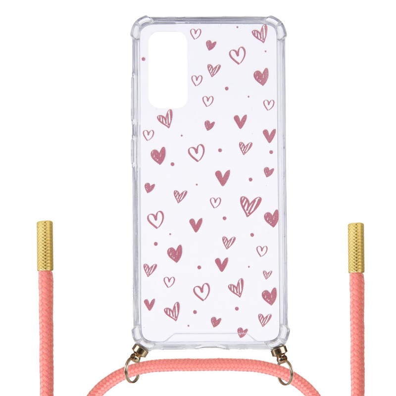 Funda Silicona Colgante Corazones para Samsung Galaxy S20