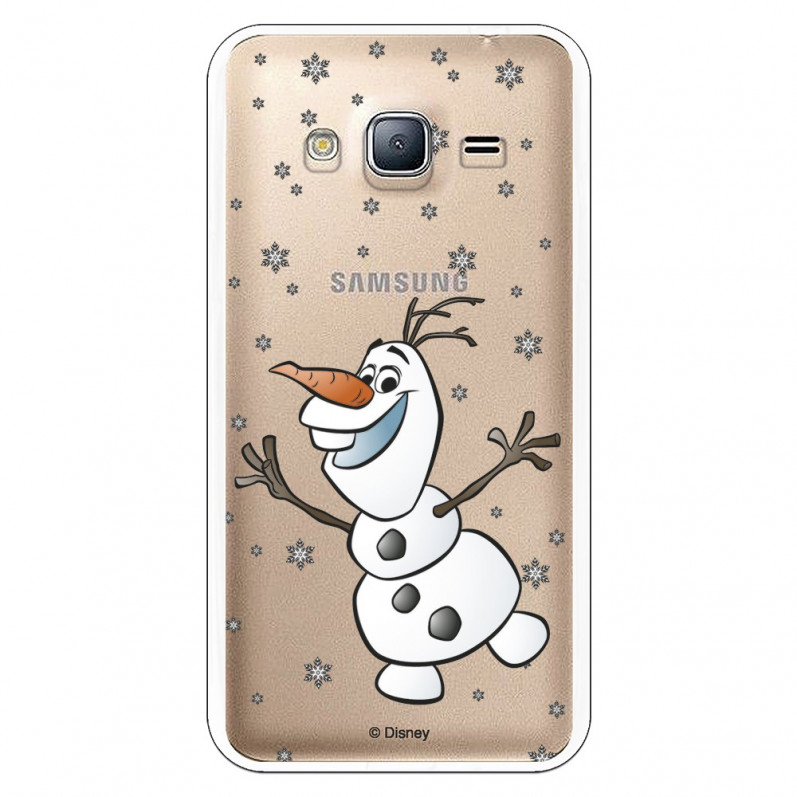 Funda para Samsung Galaxy J3 Oficial de Disney Olaf Transparente - Frozen