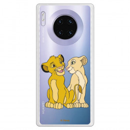 Funda para Huawei Mate 30 Pro Oficial de Disney Simba y Nala Silueta - El Rey León
