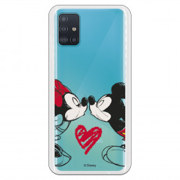 Funda para Samsung Galaxy A51 Oficial de Disney Mickey y Minnie Beso - Clásicos Disney