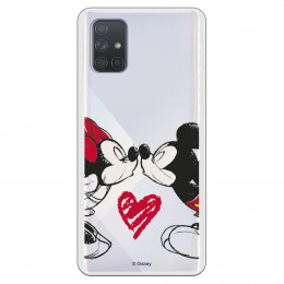 Funda para Samsung Galaxy A71 Oficial de Disney Mickey y Minnie Beso - Clásicos Disney