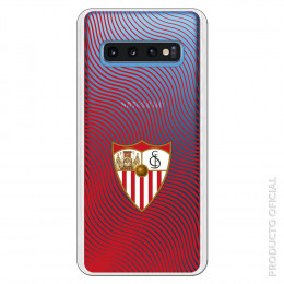 Carcasa Oficial Sevilla Ondas rojas Transparente SS18 para Samsung Galaxy S10- La Casa de las Carcasas