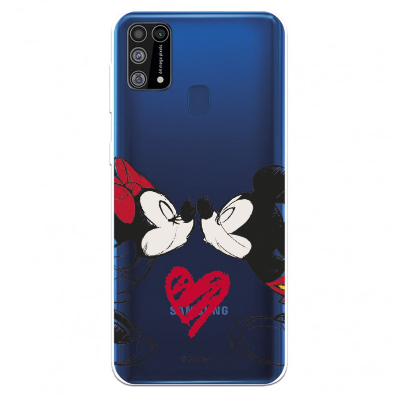 Funda para Samsung Galaxy M31 Oficial de Disney Mickey y Minnie Beso - Clásicos Disney