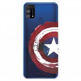 Funda para Samsung Galaxy M31 Oficial de Marvel Capitán América Escudo Transparente - Marvel