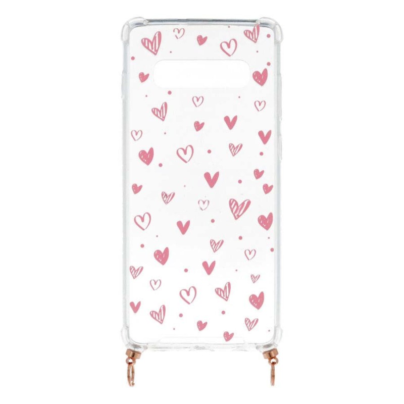 Funda Silicona Colgante Corazones para Samsung Galaxy S10 Plus