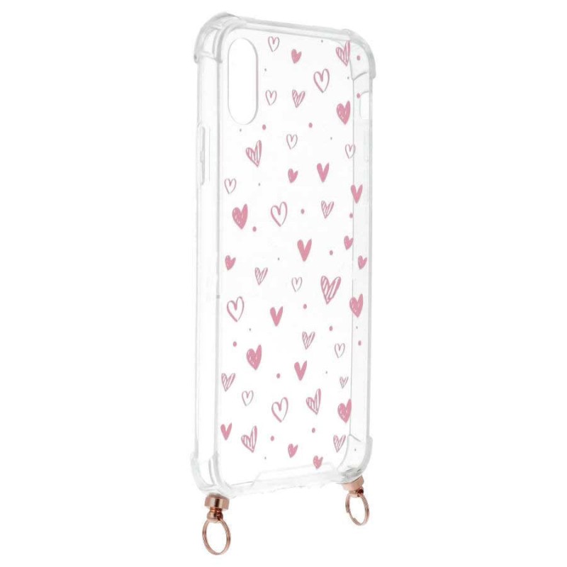 Funda Silicona Colgante Corazones para iPhone X