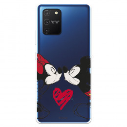 Funda para Samsung Galaxy A91 Oficial de Disney Mickey y Minnie Beso - Clásicos Disney