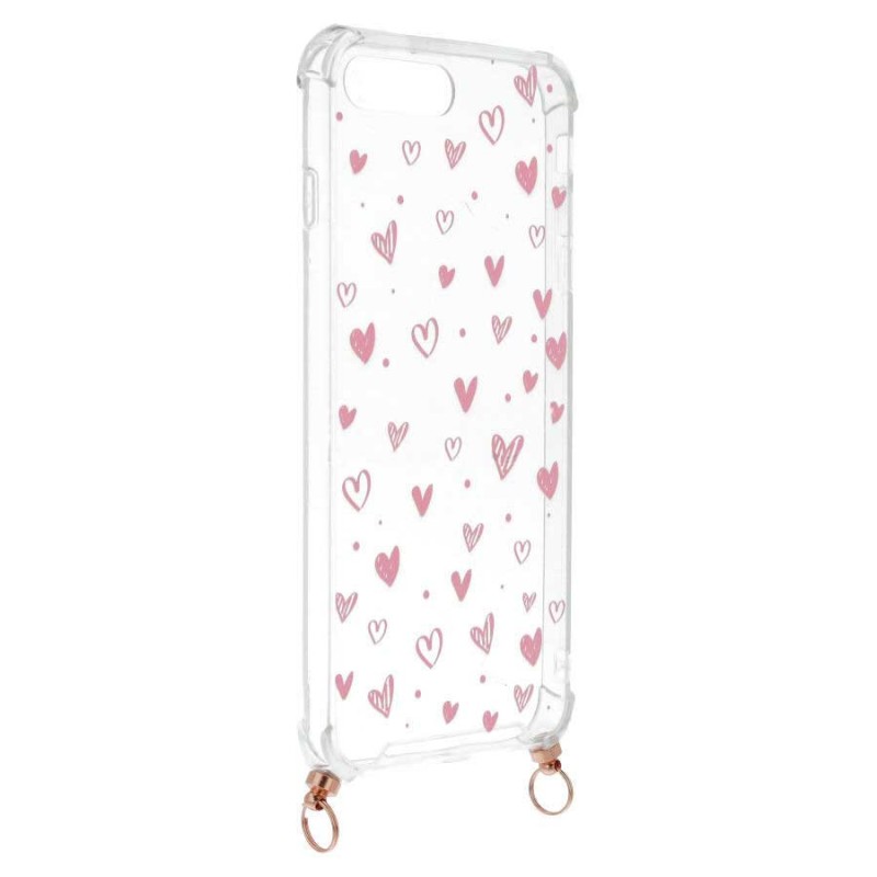 Funda Silicona Colgante Corazones para iPhone 8 Plus