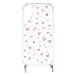 Funda Silicona Colgante Corazones para iPhone XS