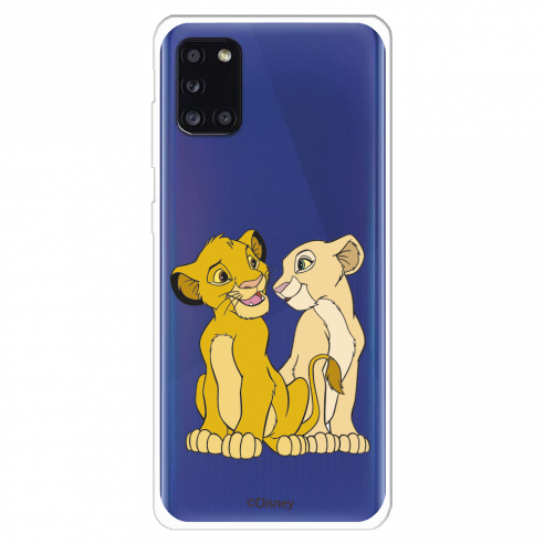 Funda para Samsung Galaxy A31 Oficial de Disney Simba y Nala Silueta - El Rey León