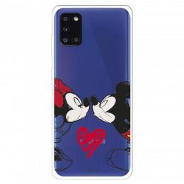 Funda para Samsung Galaxy A31 Oficial de Disney Mickey y Minnie Beso - Clásicos Disney