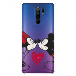Funda para Xiaomi Redmi 9 Oficial de Disney Mickey y Minnie Beso - Clásicos Disney