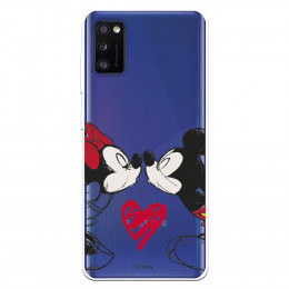 Funda para Samsung Galaxy A41 Oficial de Disney Mickey y Minnie Beso - Clásicos Disney