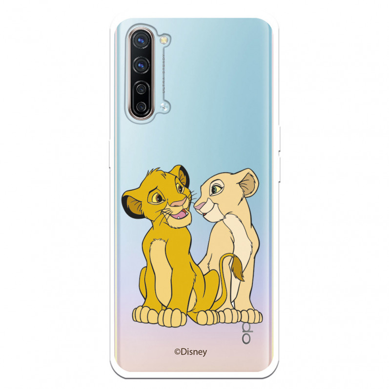 Funda para Oppo Find X2 Lite Oficial de Disney Simba y Nala Silueta - El Rey León