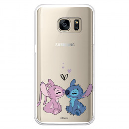 Funda para Samsung Galaxy S7 Oficial de Disney Angel & Stitch Beso - Lilo & Stitch
