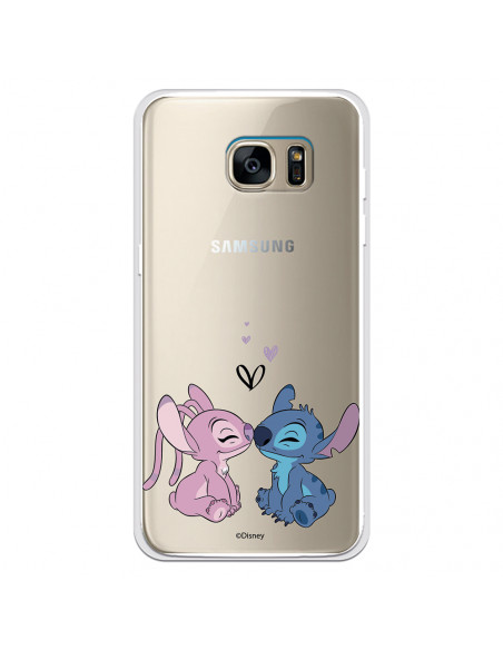 Coque pour Samsung Galaxy S7 Edge Officielle de Angel & Stitch Bisou - Lilo Stitch