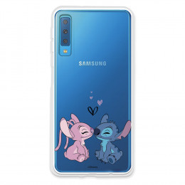 Funda para Samsung Galaxy A7 2018 Oficial de Disney Angel & Stitch Beso - Lilo & Stitch