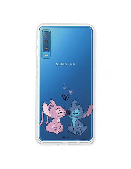 consola castigo puño Coque pour Samsung Galaxy A7 2018 Officielle de Disney Angel & Stitch Bisou  - Lilo & Stitch