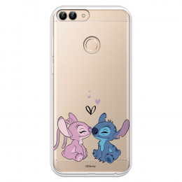 Funda para Huawei P Smart Oficial de Disney Angel & Stitch Beso - Lilo & Stitch