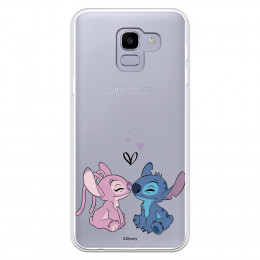 Funda para Samsung Galaxy J6 2018 Oficial de Disney Angel & Stitch Beso - Lilo & Stitch